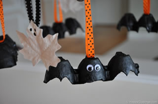 Egg carton bat decorations
